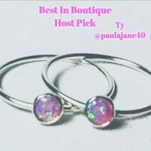 🎉2 Sterling Silver & Pink Fire Opal Rings, 6